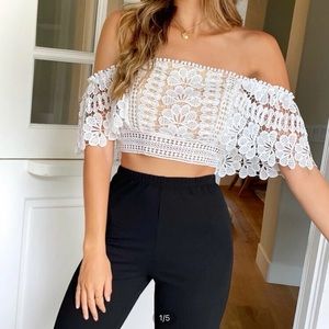 SHEIN Crochet Off-the-shoulder Top